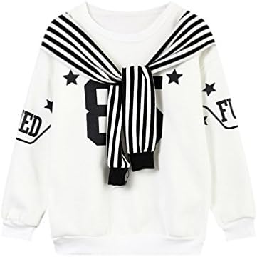 Winter Fashion Hoodie Korean 85 Fleece Striped Sweatshirt for Women (White)