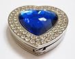 Blue Sapphire Crystal Heart Surrounded By Diamonds Handbag Purse Hanger Hook Caddy