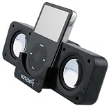 INSTEN Black Folding Stereo Speaker for iPod (video), iPod nano, iPod Photo, iPod Mini, and iPod Shuffle, Microsoft Zune from Eforcity