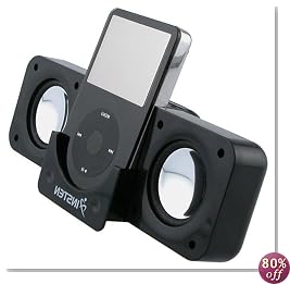 INSTEN Black Folding Stereo Speaker for iPod (video), iPod nano, iPod Photo, iPod Mini, and iPod Shuffle, Microsoft Zune from Eforcity