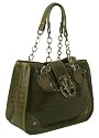 Versace 54 SV5BA3 80703 Green Embossed Leather Handbag