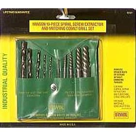 Irwin Industrial Tools 11117 Pouched Spiral Flute Screw Extractors with Cobalt Drill Bits Set, 10-Piece