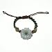 Hand-knotted Carved Daisy Jade Bracelet - Brown/Green Adjustable Cord