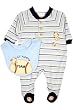 Rumble Tumble Preemie Boys Lil Puppy Footed Coverall with Bib