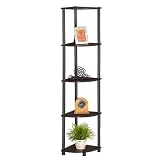 Furinno 99811EX/BK 5-Tier Corner Rack Display Shelf, Dark Espresso