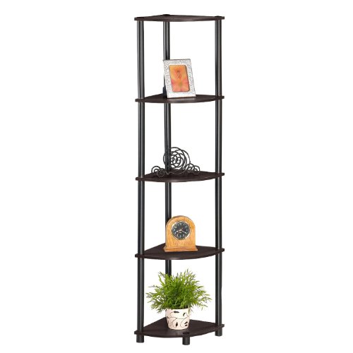Furinno 99811EX/BK 5-Tier Corner Rack Display Shelf, Dark Espresso