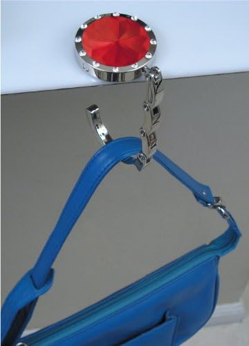Chatt Red with 12 small Swarovski Crystal FOLDING Purse Hook, Pouch & Gift Box