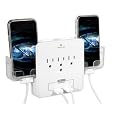 RND Wall Power Station includes 3 AC Plugs and 2 USB ports with Surge Protection. Also includes 2 slide-out holders for your Smartphone. Our charging station meets/exceeds industry manufacturing/quality standards.