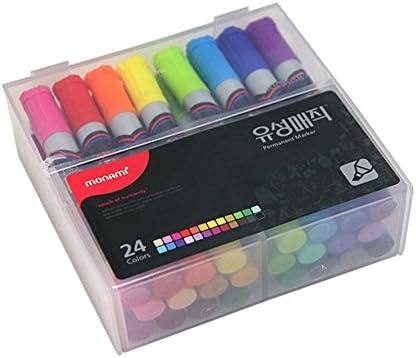 Monami Office Supplies Artist's Markers Permanent Pen Oil-based Pen 24 Color Chisel Tip Thickness 1~4mm
