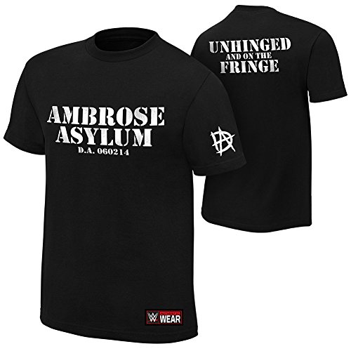 Official WWE Authentic Mens Dean Ambrose "Unhinged and on the Fringe" T-Shirt Medium Black