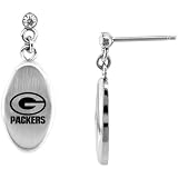 Team Titanium Green Bay Packers Steel Earrings with Cubic Zirconia Accent