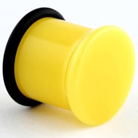 One Neon Acrylic Single Flared Plug: 4g Neon Yellow
