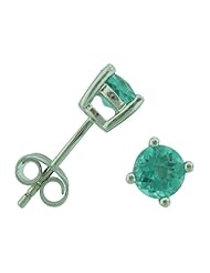 O&G Australia Natural Apatite 5mm Round (0.7), 925 Sterling Silver Stud Earrings
