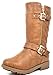 DREAM PAIRS KNICE Girls Fashion Dual Buckle/Zipper Quilted Mid Calf Faux Fur Lining Winter Motorcycle Riding Boots