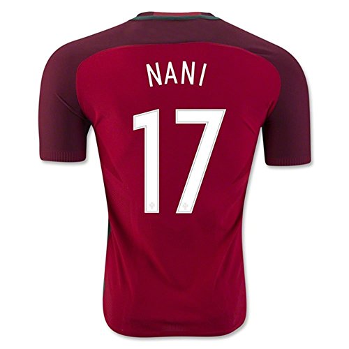 2016 2017 UEFA Euro Cup Portugal 17 Nani Home National Football Soccer Jersey in Rot Größe L rot – rot
