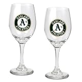Oakland Athletics MLB 2pc Wine Glass Set - Primary Logo