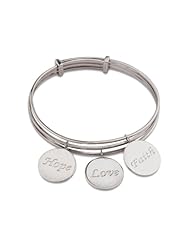 Sterling Silver Love, Hope and Faith Coiled Bangle Bracelet