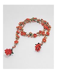 Orange Flower Cotton Semi GemStones Belt