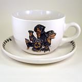 24oz Dog Breed Soup Mug and Saucer - Rottweiler