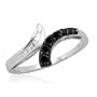 10k White Gold Black and White Diamond Bypass Ring (1/4 cttw, I-J Color, I2-I3 Clarity), Size 7