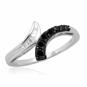 Buy 10k White Gold Black and White Diamond Bypass Ring (1 4 cttw, I-J Color, I3 Clarity) by Amazon.com Collection