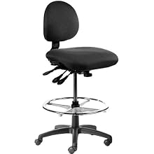 BodyBilt J206 F1 Black Poly Vinyl Stool with 5.5" Height Adjustment, 12" Length x 14" Width Backrest