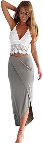 Adult women's girl's sexy beach playsuit Beach dress with lace crochet V-Neck bikini bra (XL)