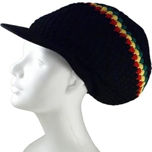 Rasta Dread Knit Brim Rasta Tam Brim Hat - 