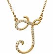 14k Yellow Gold Jazzy J Initial Diamond Necklace