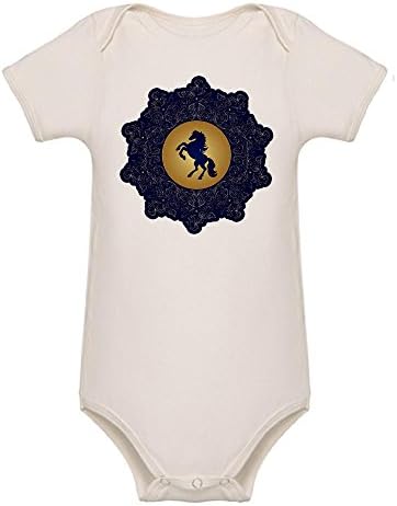 Truly Teague Organic Baby Bodysuit Horse on Dark Blue Field - 6 to 12 Months