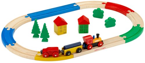 Simba Eichhorn 100002109 - Holz-Eisenbahn, oval, inklusive Zug und Zubeh&ouml;r, 55x33 cm, 22tlg.