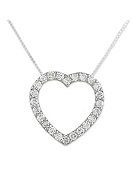 Sterling Silver CZ Heart Slide on 18 Chain Necklace