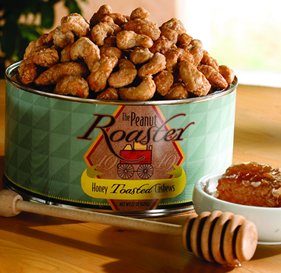 Honey Toasted Cashews 1 - 12oz Tin by The Peanut Roaster