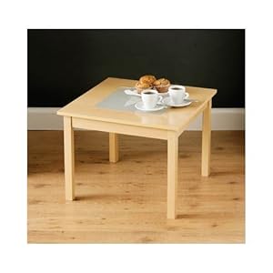 Square Glass Coffee Tables on Square Beech Coffee Table W Central Glass Square Panel  Amazon Co Uk