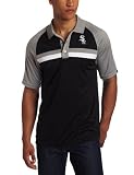 MLB Men's Chicago White Sox Absolute Speed 3 Button Synthetic Raglan Polo (Black/Stone Gray/White, XX-Large)