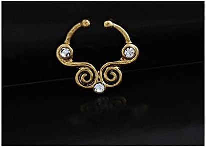 HEBEW Non-Piercing Septum Piercing Crystal Clear Gems fake nose ring(NR23)