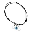 Sterling Silver .925 Hypoallergenic Nickel Free Hamsa Charm Evil Eye Star of David Rope Bracelet