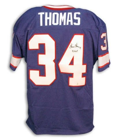 Autographed Thurman Thomas Buffalo Bills Blue Throwback Blue Jersey Inscribed 91 Nfl Mvp