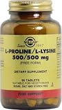 Solgar L-Proline 500 mg & L-Lysine 500 mg (Free-Form) 90 Tablets Suitable for Vegetarians