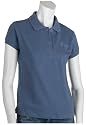 DKNY Women's Short Sleeve Pique Polo Shirt, Fountain Blue, Large