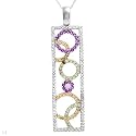 Marvelous Necklace with 1.93 CTW Precious Stones - Genuine Clean round Diamonds, Peridots, Amethysts and Citrines Made of 14K White Gold 18&amp;quot;