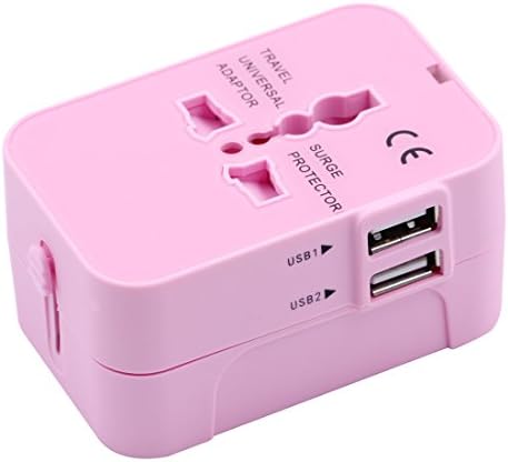 Cheerswill Multifunctional USB Battery Charger Universal Charger USB Adapter Plug Socket Converter USB Charger Travel Charger Color Pink