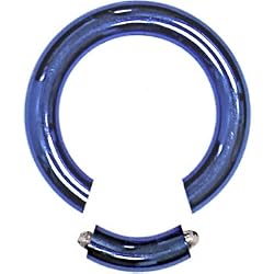 8 Gauge Blue Anodized Titanium Segment Ring Circular Barbell