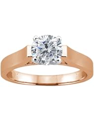 1.00 Ct Round H/I I1 Diamond 18K Rose Gold Ring