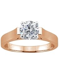 1.00 Ct Round H/I I1 Diamond 14K Rose Gold Ring