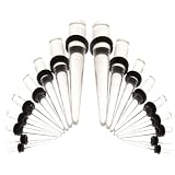 18 Piece Crystal Clear Ear Taper Stretching Kit - 18pc Clear Acrylic Ear Gauging Set 14g-00g. ~ Bodfx