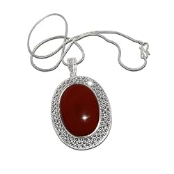 Handcrafted Pendants Sterling Silver with Chain Carnelian Gem Jewelry 2.5 inches