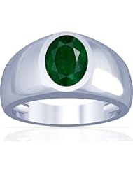 18K White Gold Oval Cut Emerald Solitaire Ring