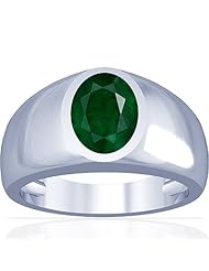 14K White Gold Oval Cut Emerald Solitaire Ring