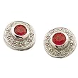 14K White Gold Classic Ruby and Diamond Sphere Earrings